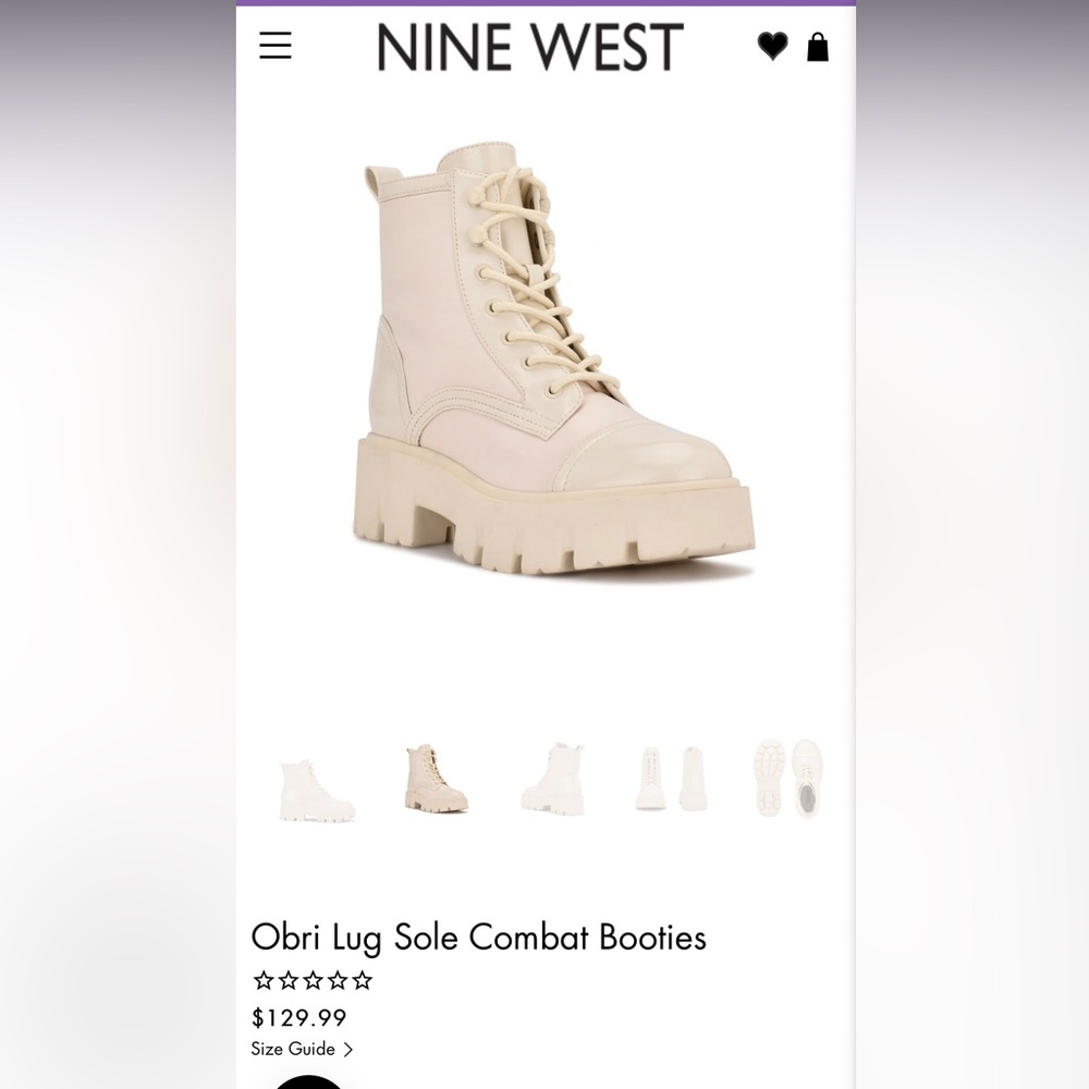 Lightly worn Nine West Obri off white combat booties